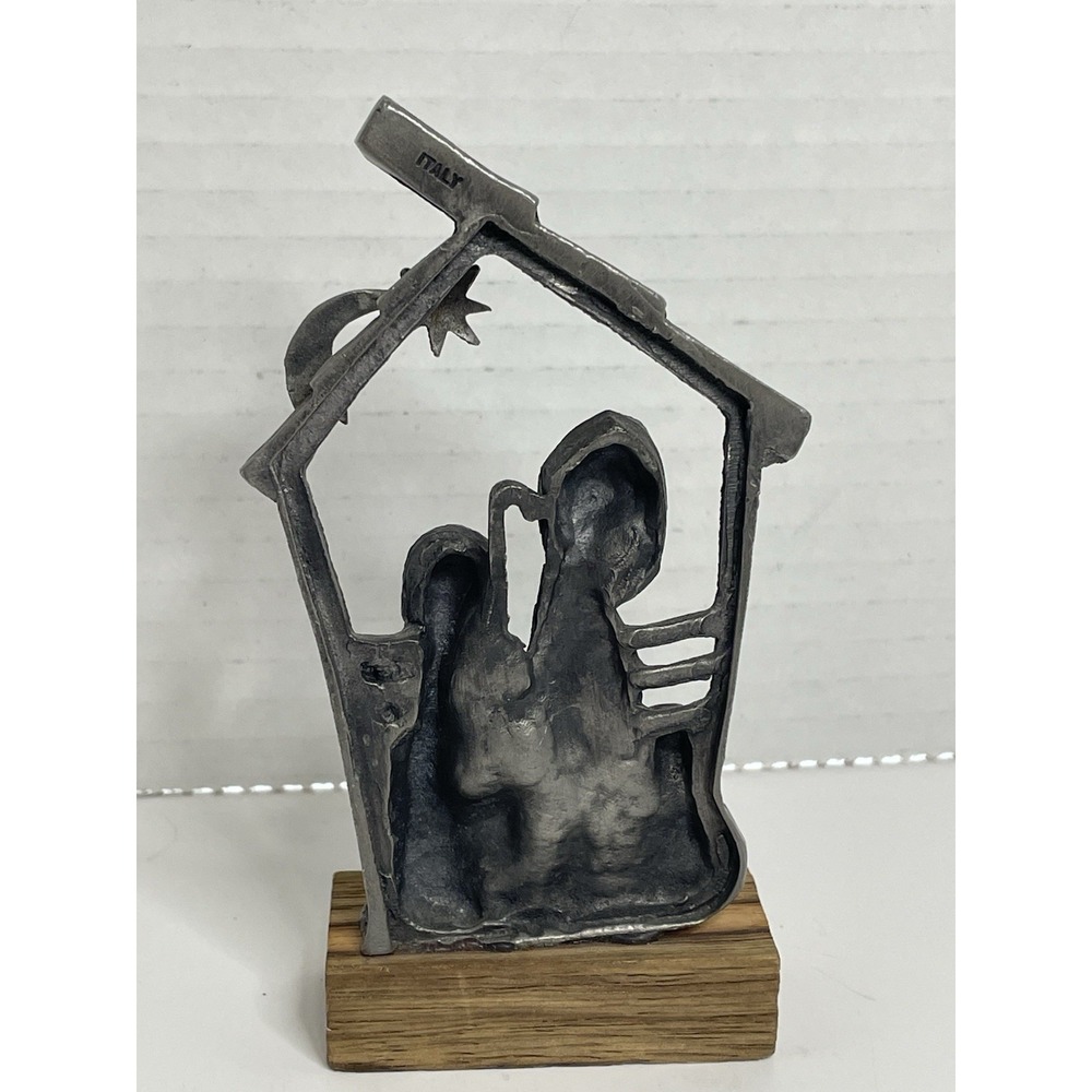 Nativity Figurine Small Vintage Handmade Of Pewter Italy Mary Joseph Jesus - Picture 2 of 5